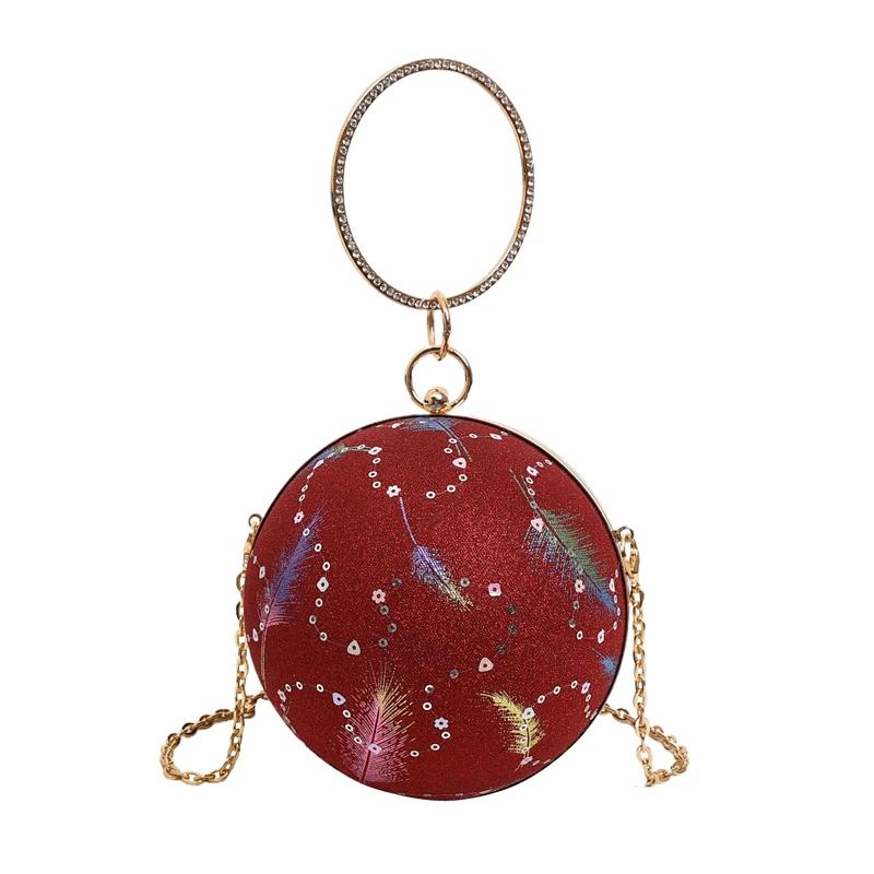 Роскошная круглая сумка для ужина для женщин, элегантные нежные сумки через плечо, сверкающая сумка для вечеринки с бриллиантами