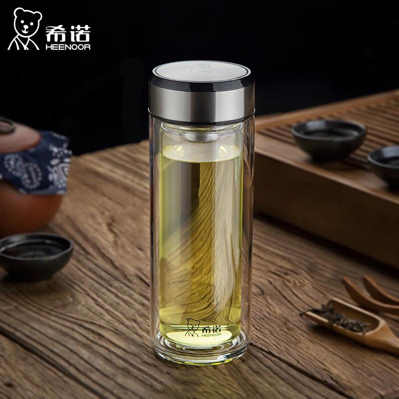 Heenoor XN-6712 Double Wall Glass Tea Cup, 360ml