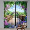 2 шт. Красочные цветы Распускающиеся шторы Деревянный мост Цветочный сад Штора для гостиной, спальни и многих других случаев А