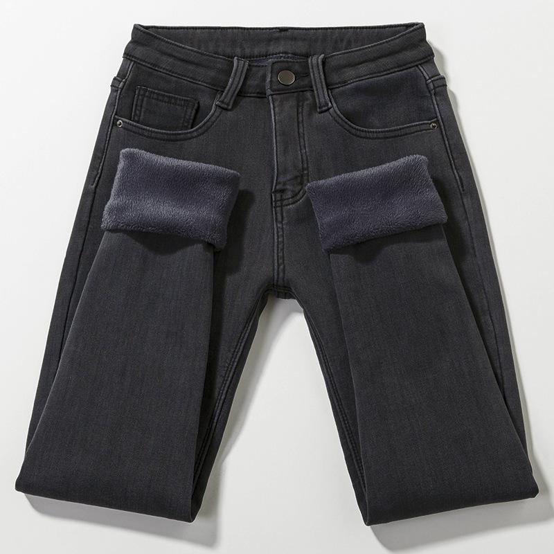 Вельветовые джинсы с высокой талией в корейском стиле: Теплые, Эластичные, Облегающие Брюки-карандаш для Женщин - Идеально подходят для Осени и Зимы