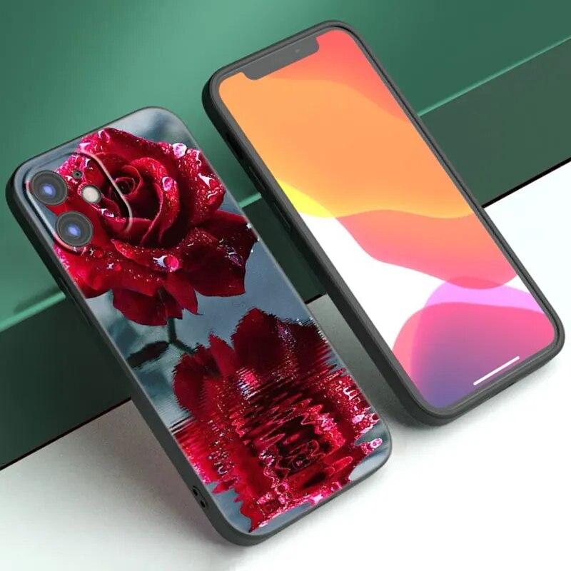 Чехол для телефона с цветами красной розы для iPhone Samsung Galaxy Redmi Xiaomi Oppo OnePlus Note SA 7 8 9 10 11 12 13 14 20 21 22 23 53 54 Pro Max Plus Ultra