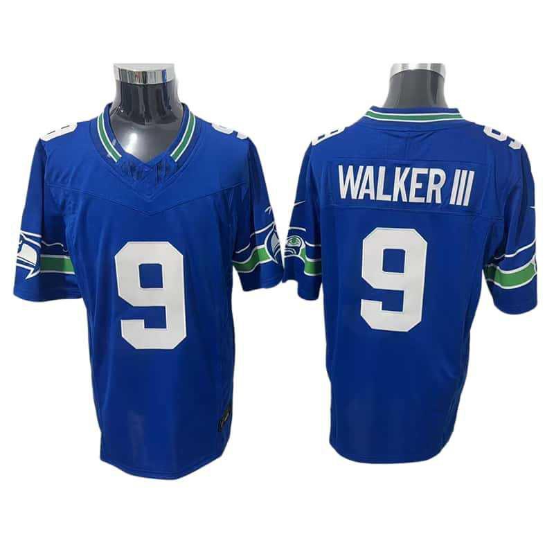 Mens Retro Seattle Seahawks Football Jersey Embroidered Cotton Blend Sports Shirt Fan Wear Casual Use