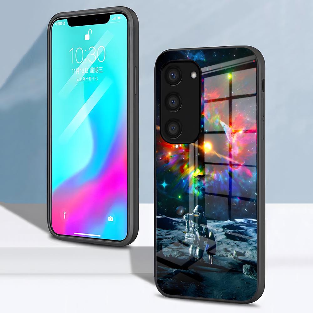 Чехол Diana Pragmata для Samsung S26 S25 S24 FE S23 S22 S21 Plus S20 Ultra Note20Ultra Черное Стеклянное Покрытие