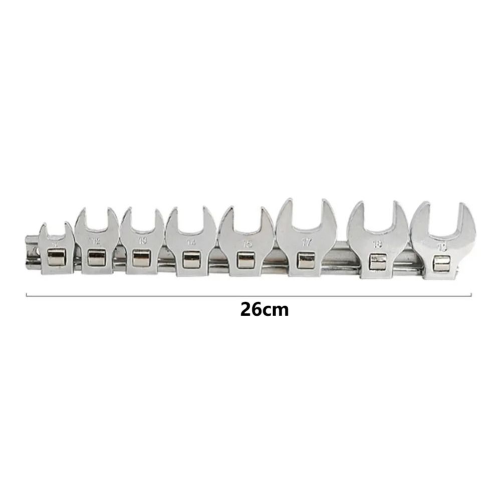 8Pcs Portable Replaceable Drive Crowfoot Wrench 3/8 Inch Movable Ratchet Wrench High Quality 10 To 19mm L-shaped Wrench