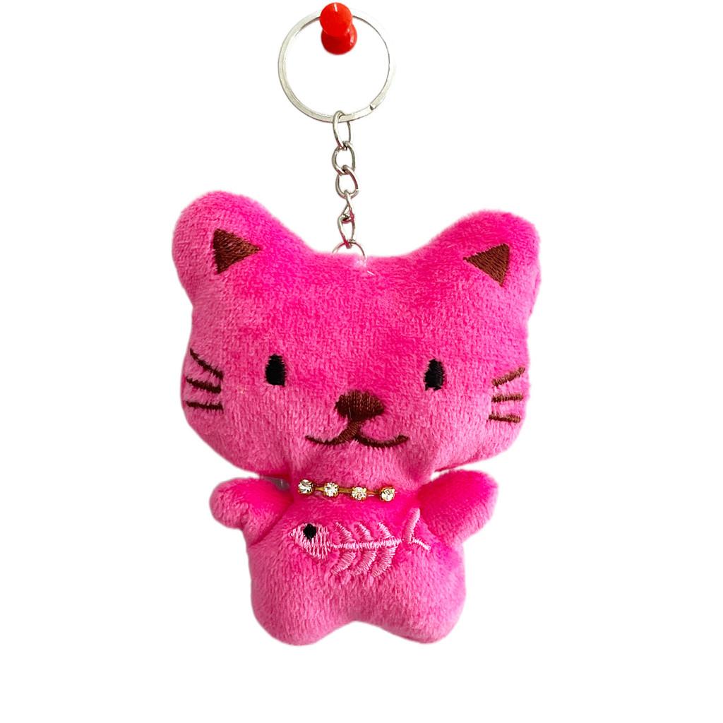Cute Cat Plush Toy Keyring With Pp Cotton Filling For Gift And Collection