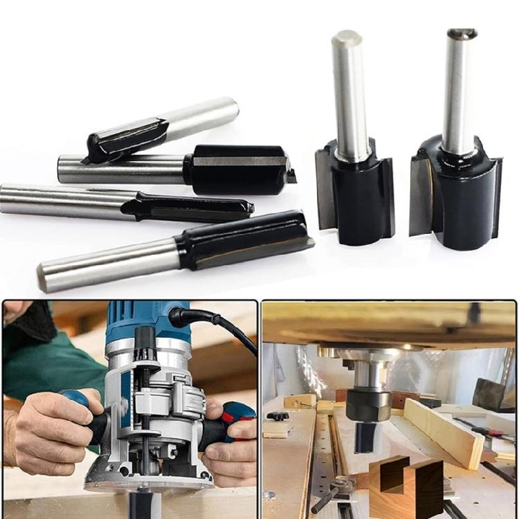 Professional Grades 6pc Alloy Milling Cutters Double Flutes Design Alloy Steel Construction Wood Router Bit Set Multiple Size