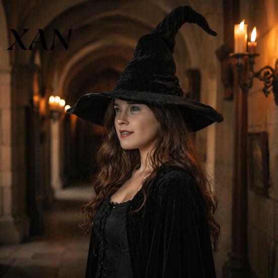 Black Witch Hat Halloween Wizard Hat, Adult Kids Cosplay Cone with Spider Decorative Web Star Decor, Gothic Party Costume Prop, Trick or Treat