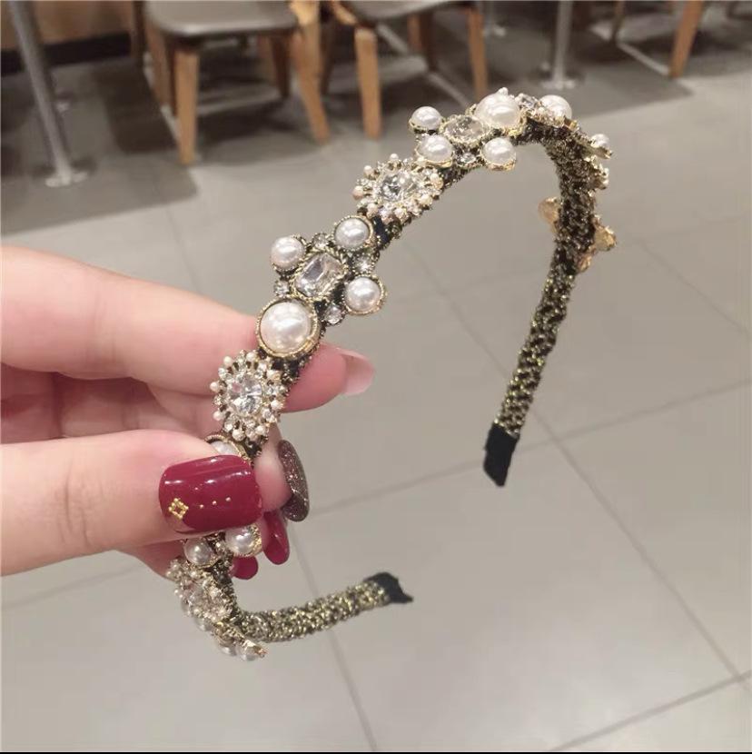 Изысканная повязка на голову с цветочным узором и стразами – высококачественный ретро-аксессуар для волос для женщин