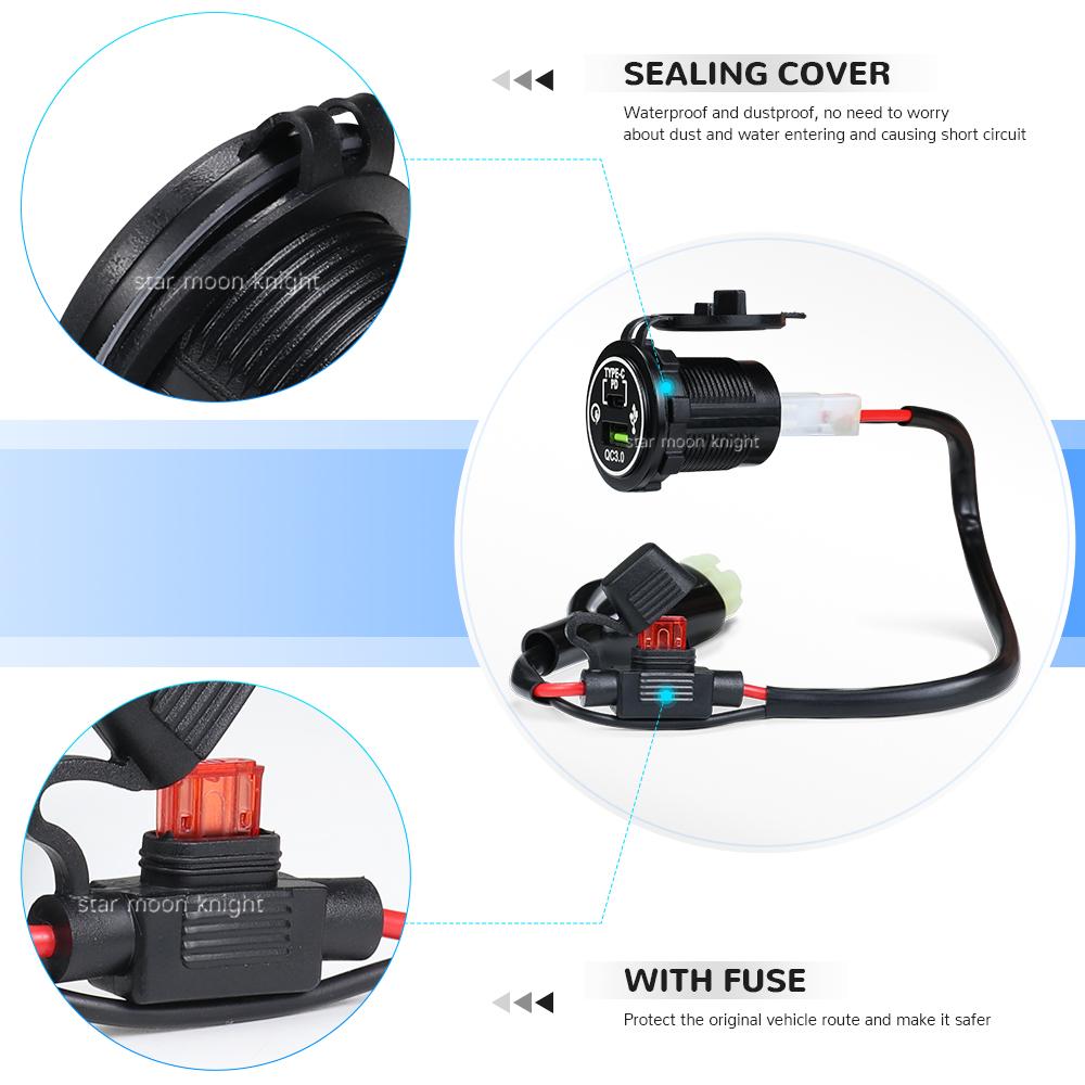 For Honda NX 400 NX400 2025 Accessories Motorcycle QC3.0 USB Type C PD Fast Charger Power Adapter Plug Socket