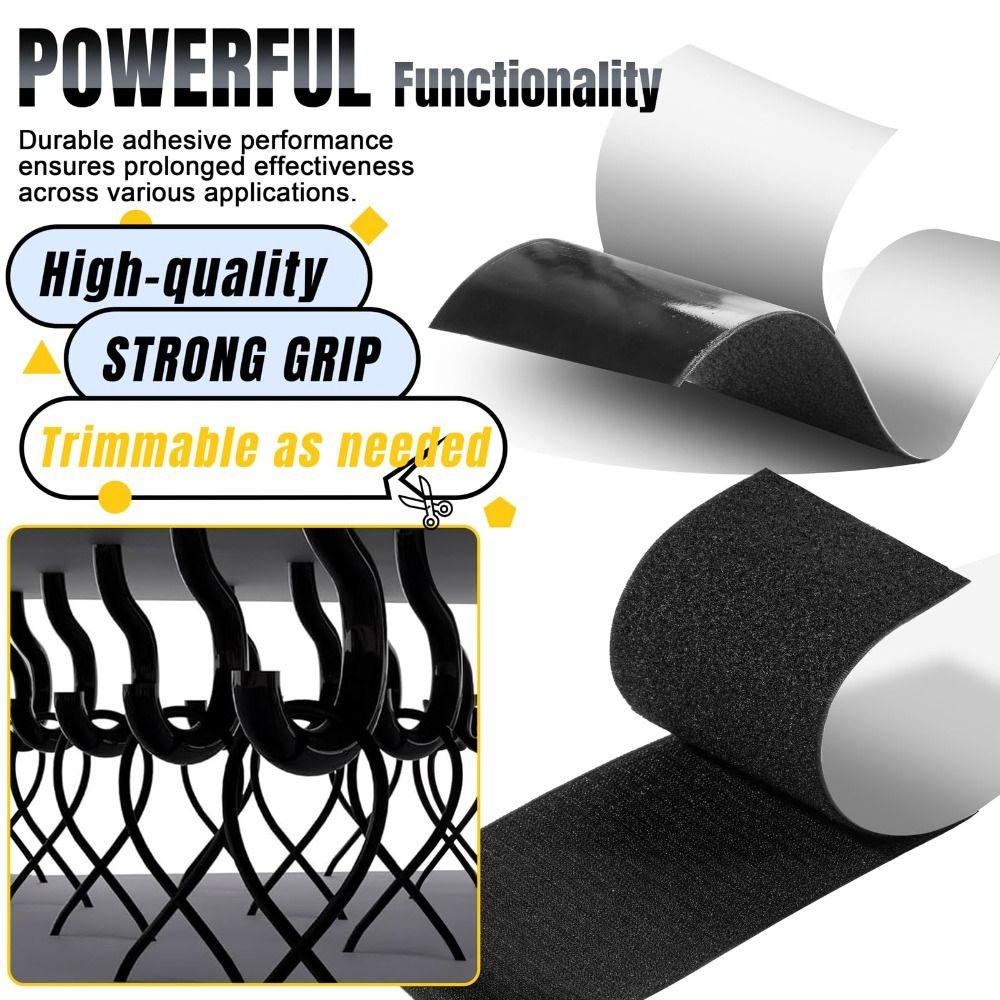 Heavy Duty Fastener Tape Strips with Adhesive Black Double Sided Hook Loop Rolls  Patio Cushions