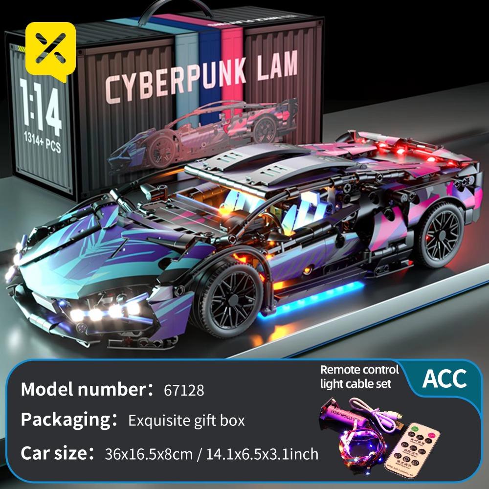 1314PCS Speed Car Building Blocks Set Adults Technology Build Model Setting Supercar Bricks Puzzle Toys Boys Car Gift With Light