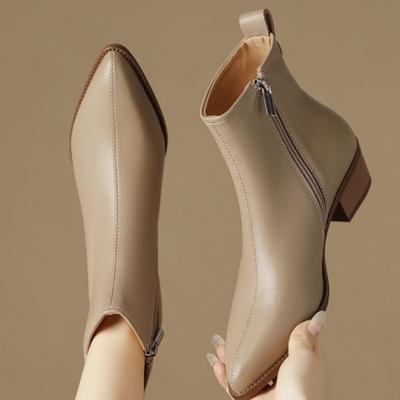 Мода 2025 Черные кожаные женские ботильоны до щиколотки Боковая молния Декор Плоская подошва Челси Botas Mujer Винтажный Коричневый Осенние Рыцарские Ботильоны Femmes