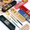 2/3pcs/set Cutlery with Box Holder Dinnerware Spoon Fork Chopsticks Set Travel Tableware Stainless Travel Cutlery Set Utensil Case