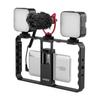 Andoer Smartphone Video Rig Grip with Rig Dual LED Light Microphone with Shock Mount for Vlog