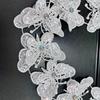 White Sequin Butterfly Embroidery Lace Trim with Rhinestones - Elegant DIY Craft Ribbon for Clothing, Hats, Shoes, Hair Accessories