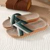 Four Seasons Linen Slippers, Home Couple Indoor Soft Bottom Slippers, Couple Wooden Floor Cotton and Linen Home Sandals