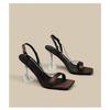 New Style Popular Sexy Shallow High Heel Sandals Women Summer Pointed Toe Metal Chain Shoes Buckle Strap Party Sewing