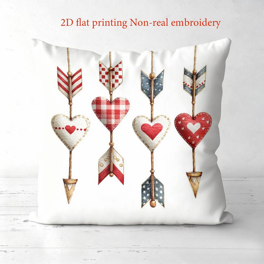 1 Pieces American Style Arrow And Heart Pattern Pillows Polyester Pillowcase, Sofa Decorative Cushion Cov Headboard Pillow
