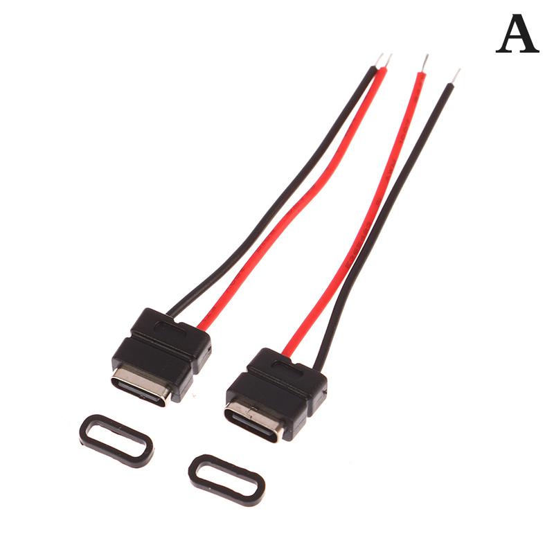 1 Set Type C 2 Pin Waterproof Female USB C Socket Port With Screw Hole Fast Charge Charging Interface USB Connector with Cable