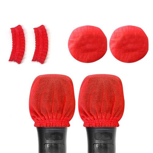 Pack of 50 Disposable Nonwoven Microphone Covers, Antibacterial, Dustproof, and Noise-Reducing for Lectures and Karaoke (Red)