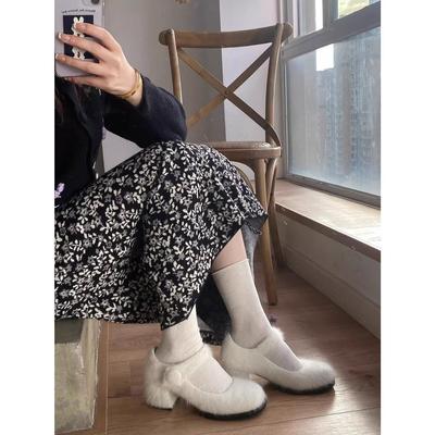 Туфли Мао Мао женские зимние 2025 осень новые универсальные корейская версия толстый каблук одинарные туфли женские Лолита высокие каблуки женские