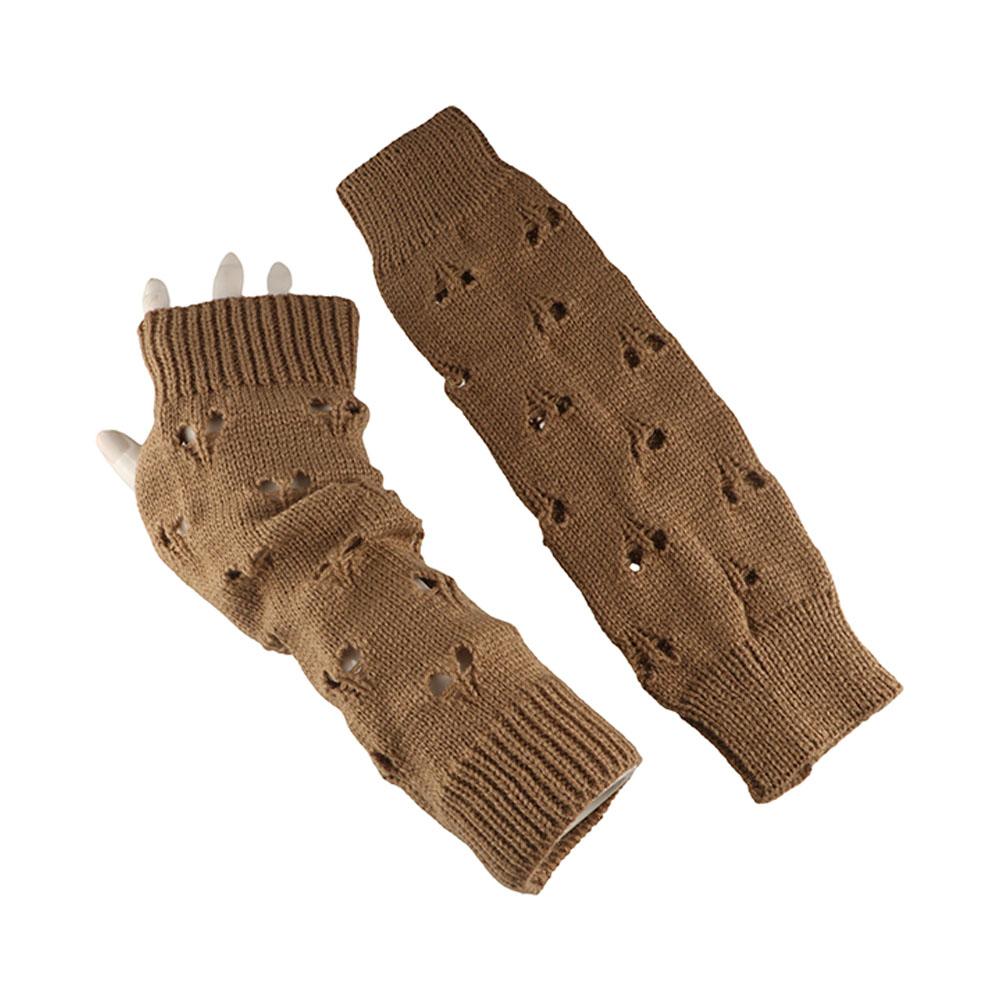 Elastic Heart Knitted Fingerless Gloves Half Finger Sleeves Outdoor
