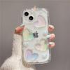 3D Laser Love Heart Hang Bracelet Transparent Phone Case For Iphone 15 14 13 12 11 Pro Max 11 Cute Bow Beads Lanyard Epoxy Cover