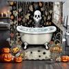 Funny Halloween Shower Curtain Waterproof Bathroom Curtain Horrible Wacky Skeleton, Ghost, Dark Style Home Decorative Curtain