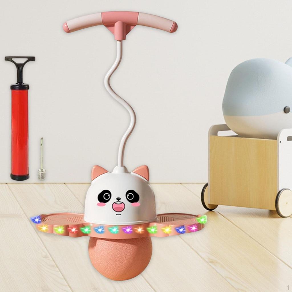 Panda Shape Pogo Ball with Handle Bouncing Colorful Light Kids Jump Board Funny Exercise