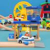 Childrens Wooden Small Train Track Collection Terminal Ferris Wheel Amusement Park Main Body Compatible with Electric Train Toys Pd21