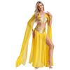 Womens Egyptian Cleopatra Costume Crop Top Split Chiffon Skirt Set Halloween Party Wear
