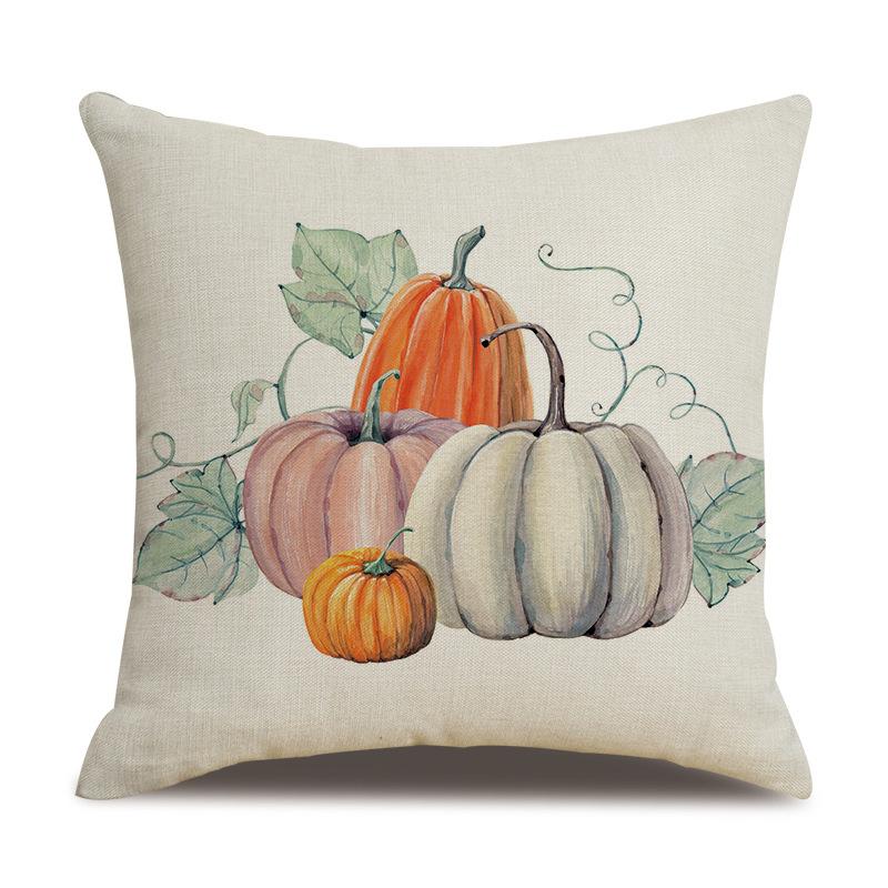 Подушка из льна на День благодарения, осенняя наволочка с принтом тыквы