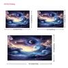 2D Fantasy Ocean Wave Backdrop Purple Starry Sky Moon Photo Background