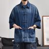 Рубашка с коротким рукавом в стиле ретро из джинсовой ткани, летняя модная мужская и женская марка, японский ретро-тренд с коротким рукавом, классная и свободная рубашка