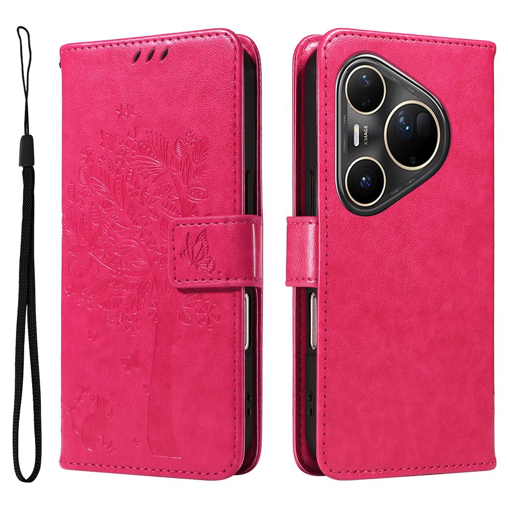 For Huawei Pura 80 Ultra Phone Case with Stand Cat Tree Pattern Leather Wallet Mobile Cover