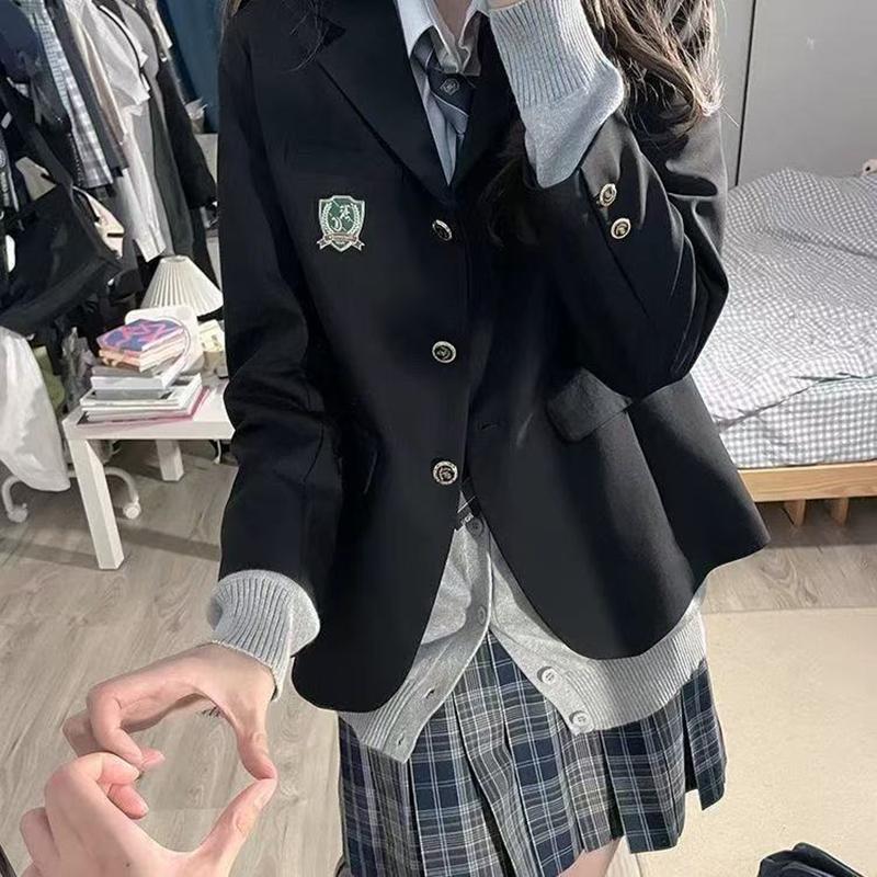 Весенний школьный женский преппи блейзер в клетку винтажный Y2k наряд
