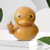 Статуэтка утки со средним пальцем, деревянная текстура, маленькая желтая утка, поводок, скульптура, модель животного, домашний офис, книжная полка, украшение для рабочего стола, орнамент