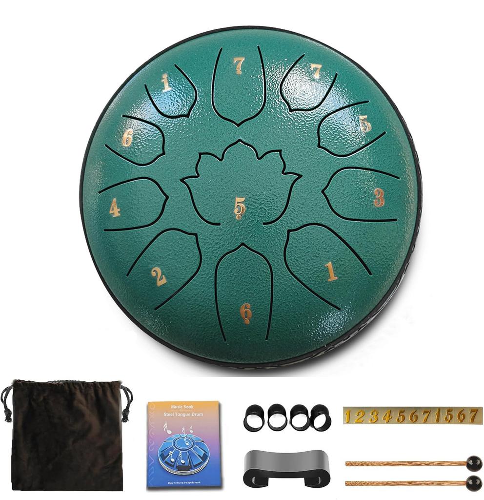 6 Inch 11 Notes Steel Tongue Drum, Glucophone Ethereal Percussion Instrument Music Drum For Yoga Meditation