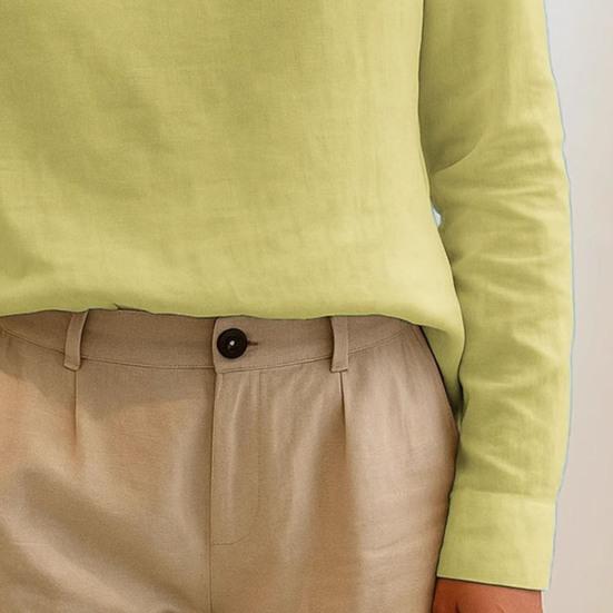 Женские топы Стойка воротник Скошенный пуговичный вырез Длинный рукав Пуловеры Однотонный Свободный крой Повседневные топы Для работы Вечеринки Повседневной носки