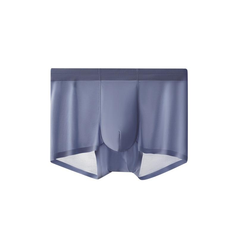 Men's Cool Ice Silk Mid-Waist Seamless Underwear - Breathable, High Elasticity, Antibacterial, Thin Design