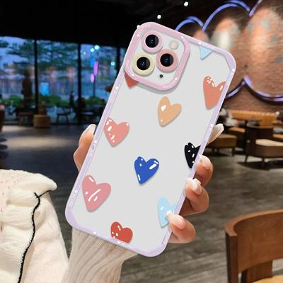 Красочный чехол для телефона с сердечком для iPhone 13, чехол для iPhone 14 11 12 15 Pro Max Mini XS X XR 7 8 Plus SE SE3, противоударный мягкий чехол
