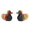 1 Pair Wooden Mandarin Ducks Figurine Colorful Love Birds Duck Statue Handmade Decorative Sculpture