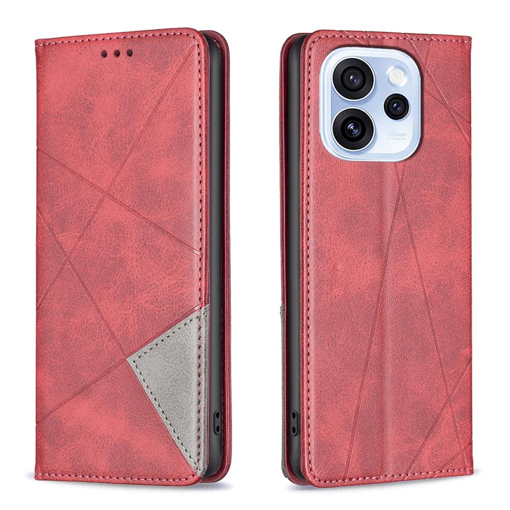 For Oppo Reno15 F 5G Case Card Slots Geometry Imprint Leather Phone Cover