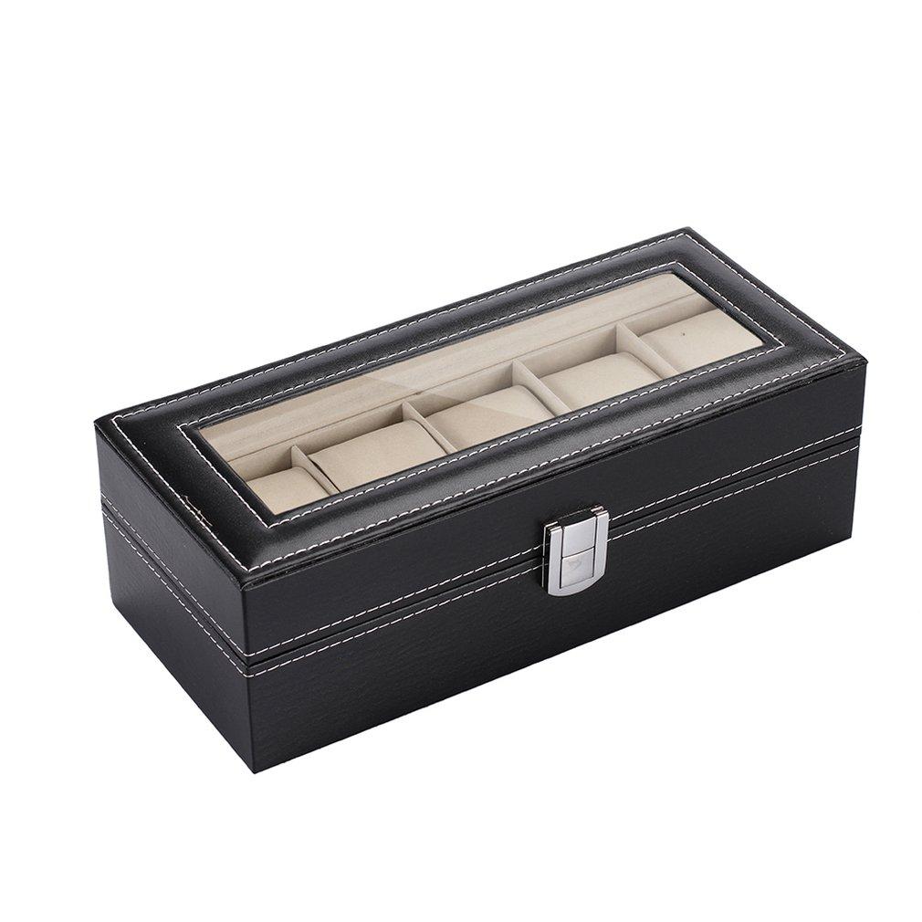 Watch Box Watch Display Case Storage Organizer Box 5-Grid Watch Box Case