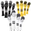 Golf Head Cover Set Knit Smile Cover Golf 4-piece (white)