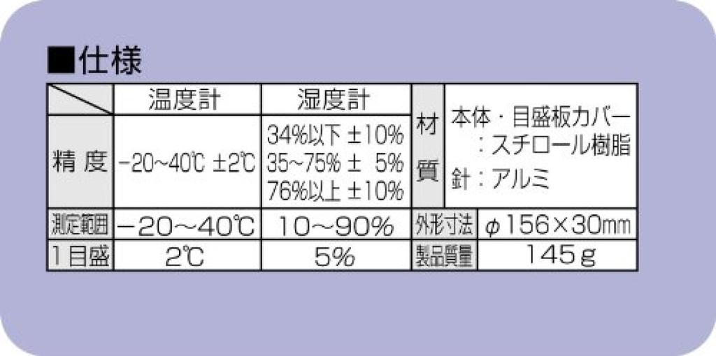Shinwa Sokutei Термогигрометр Круглый 15см Синий 70503 F-4