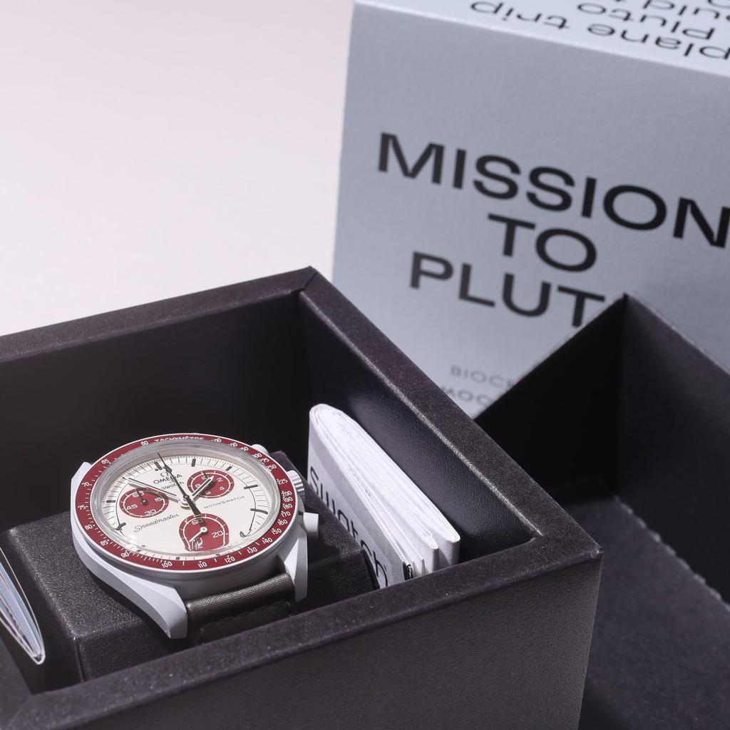 OMEGA SWATCH pluto gift watch Omega Swatch collaboration genuine box with shopper Speedmaster model mission waterproof mission silicone × [with band]