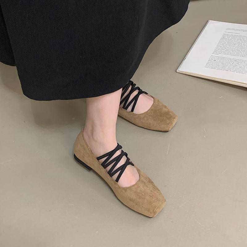 Мода Новая Мода Эластичная Лента Женские Балетки Слипоны Повседневная Женская Обувь с Квадратным Носком Неглубокие Женские Балетки Обувь леди