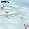 WOSTU 925 Sterling Silver Teddy Charm Beads for Bracelet DIY Jewelry