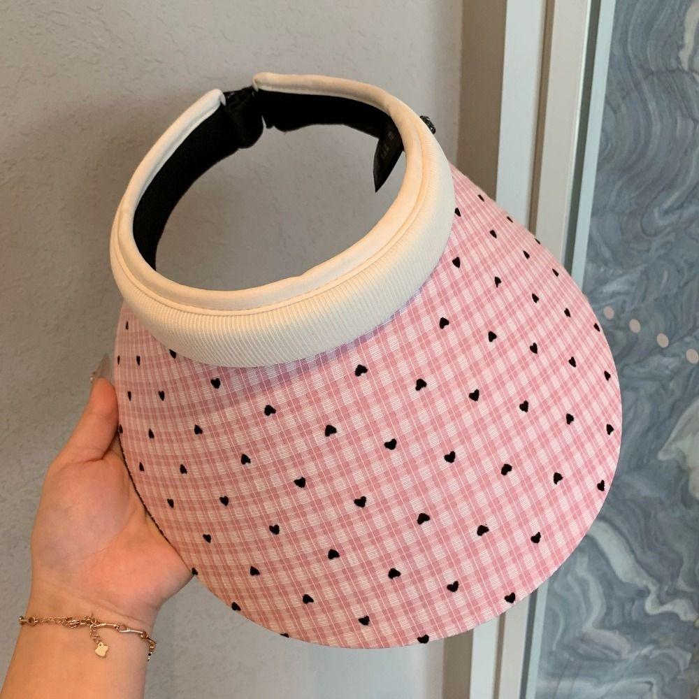 Anti-UV Woman Sun Hat Colorful Dot Visor Cap Fashion Empty Top Cap Female